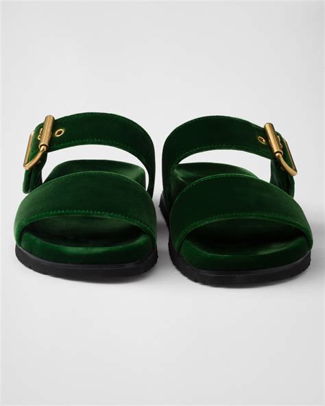 emerald green velvet prada shoes|Laurel Green Velvet Slides .